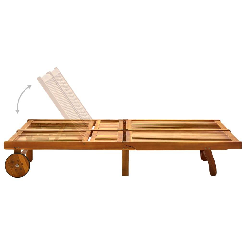 Helloshop26 - Transat chaise longue bain de soleil lit de jardin terrasse meuble d'extérieur 2 places bois d'acacia massif - Imagen 5