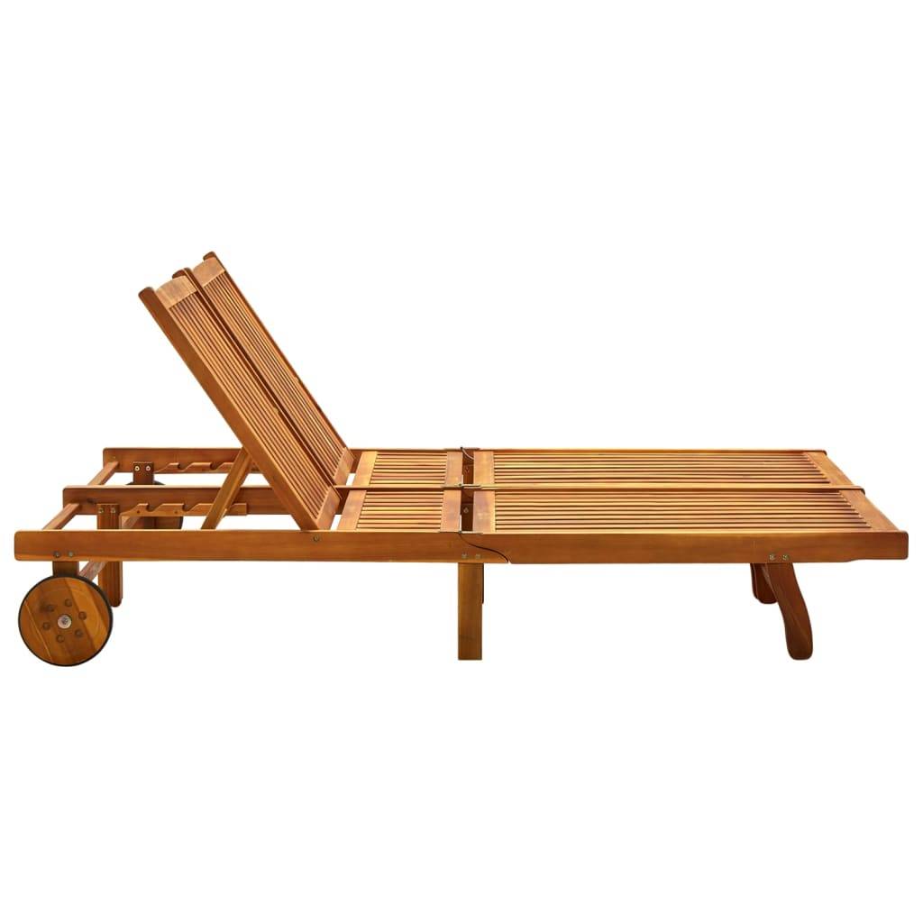 Helloshop26 - Transat chaise longue bain de soleil lit de jardin terrasse meuble d'extérieur 2 places bois d'acacia massif - Imagen 4
