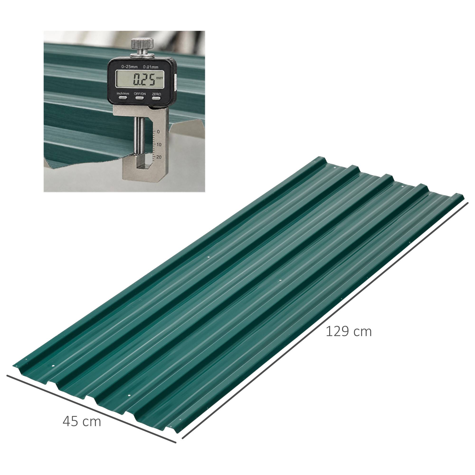 Ensemble de 12 panneaux de toiture en acier galvanisé de 7 m² pour abri de jardin, 129 x 45 cm, vert. - Image 5