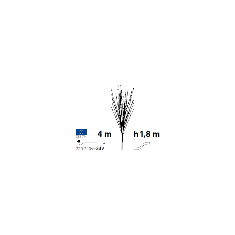 Branche lumineuse 180CM 288 LED blanc chaud tronc blanc - Image 2