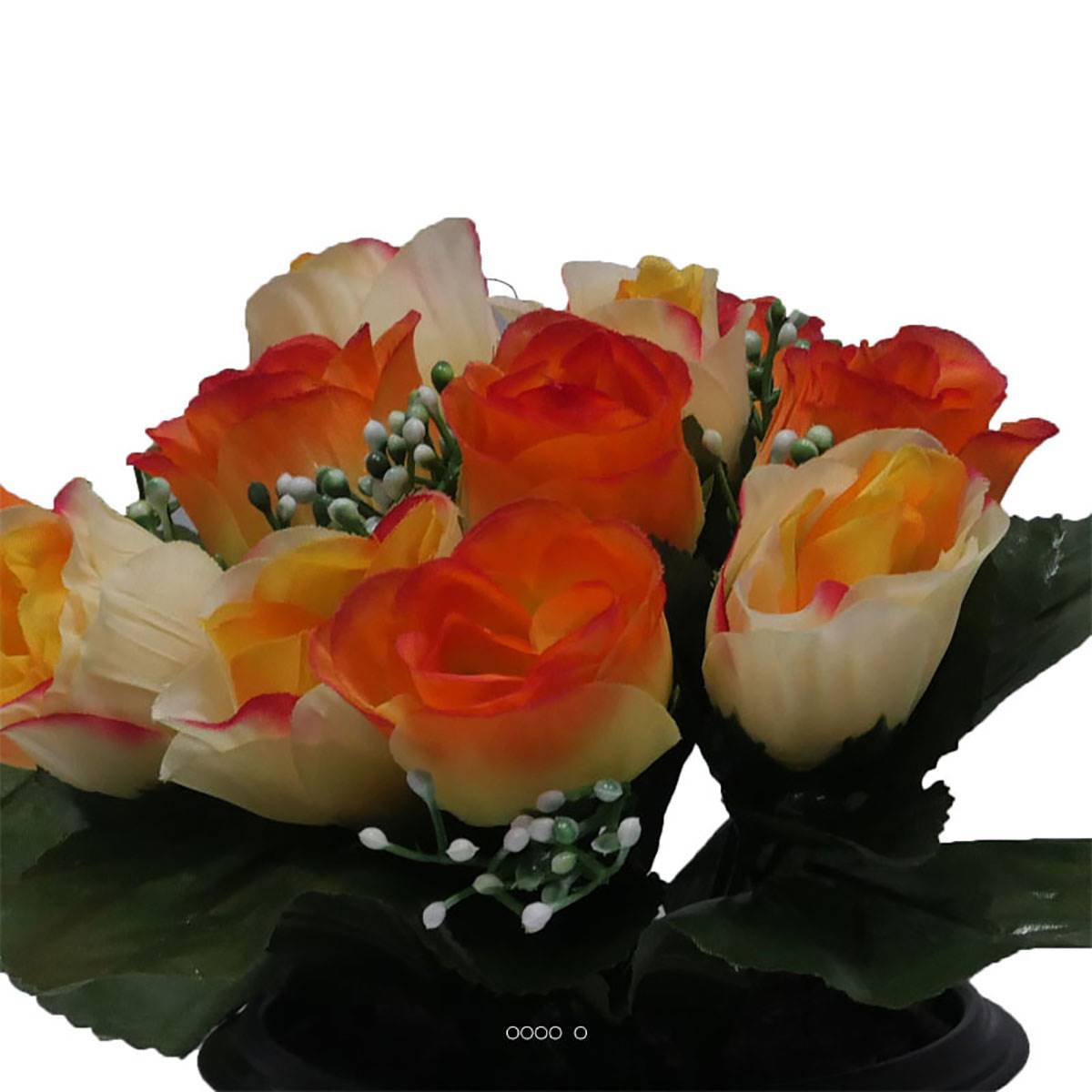Artificielles - Composition de fleurs artificielles pour cimetière pot roses H 25 cm D 20 cm Jaune - couleur: Jaune 630 - Imagen 3