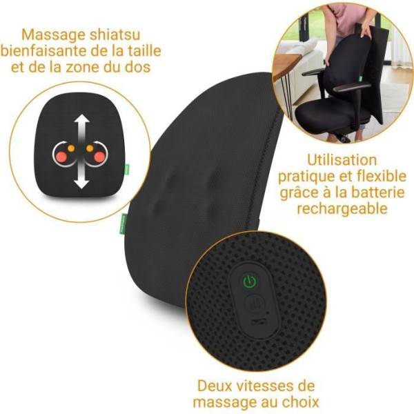 Dossier de massage rechargeable - MEDISANA - MC 500 - Shiatsu - sans fil - 2 vitesses - Noir - Image 4