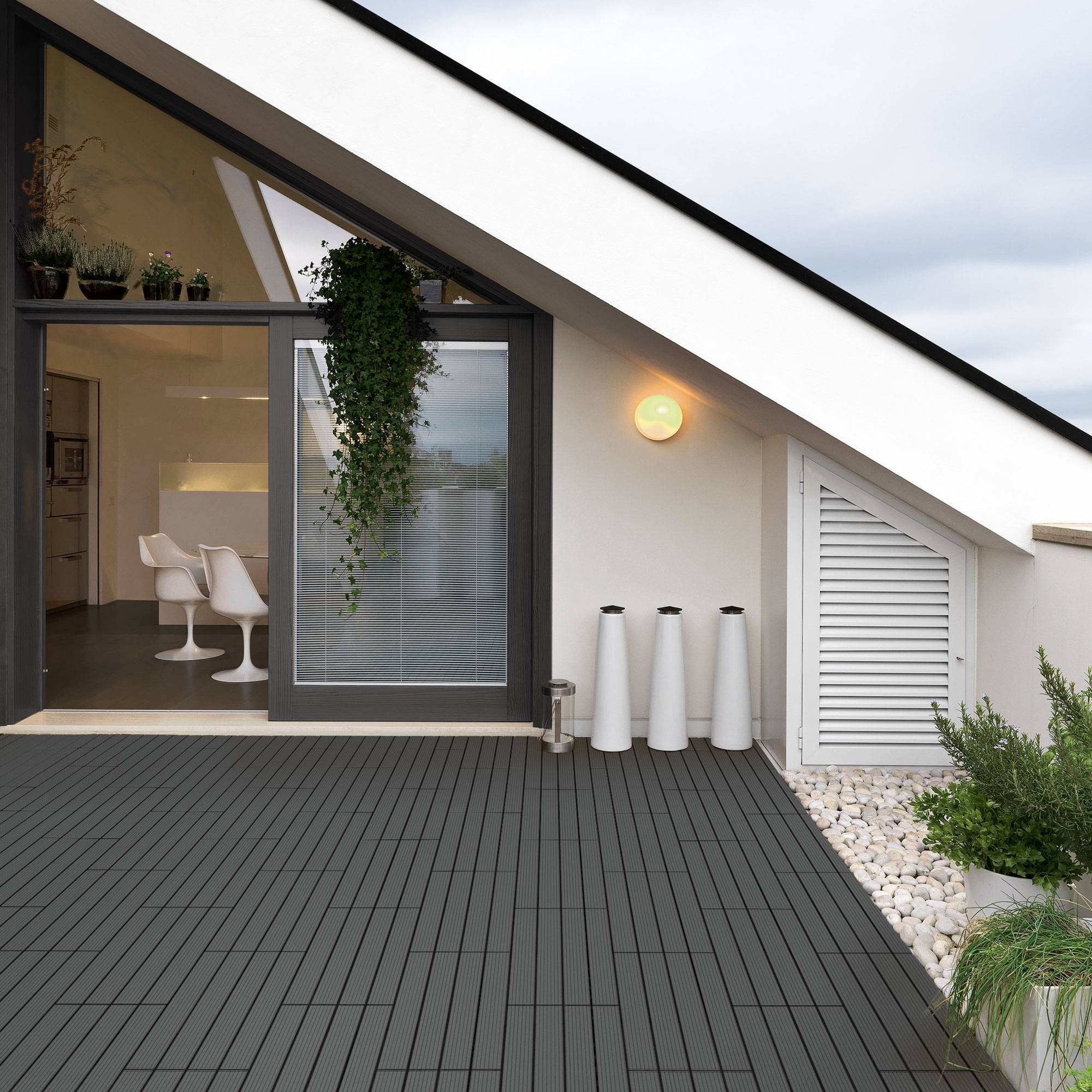 Ecd-Germany - Carrelage terrasse dalles 60x30 cm 5 m² aspect bois anthracite - Imagen 1