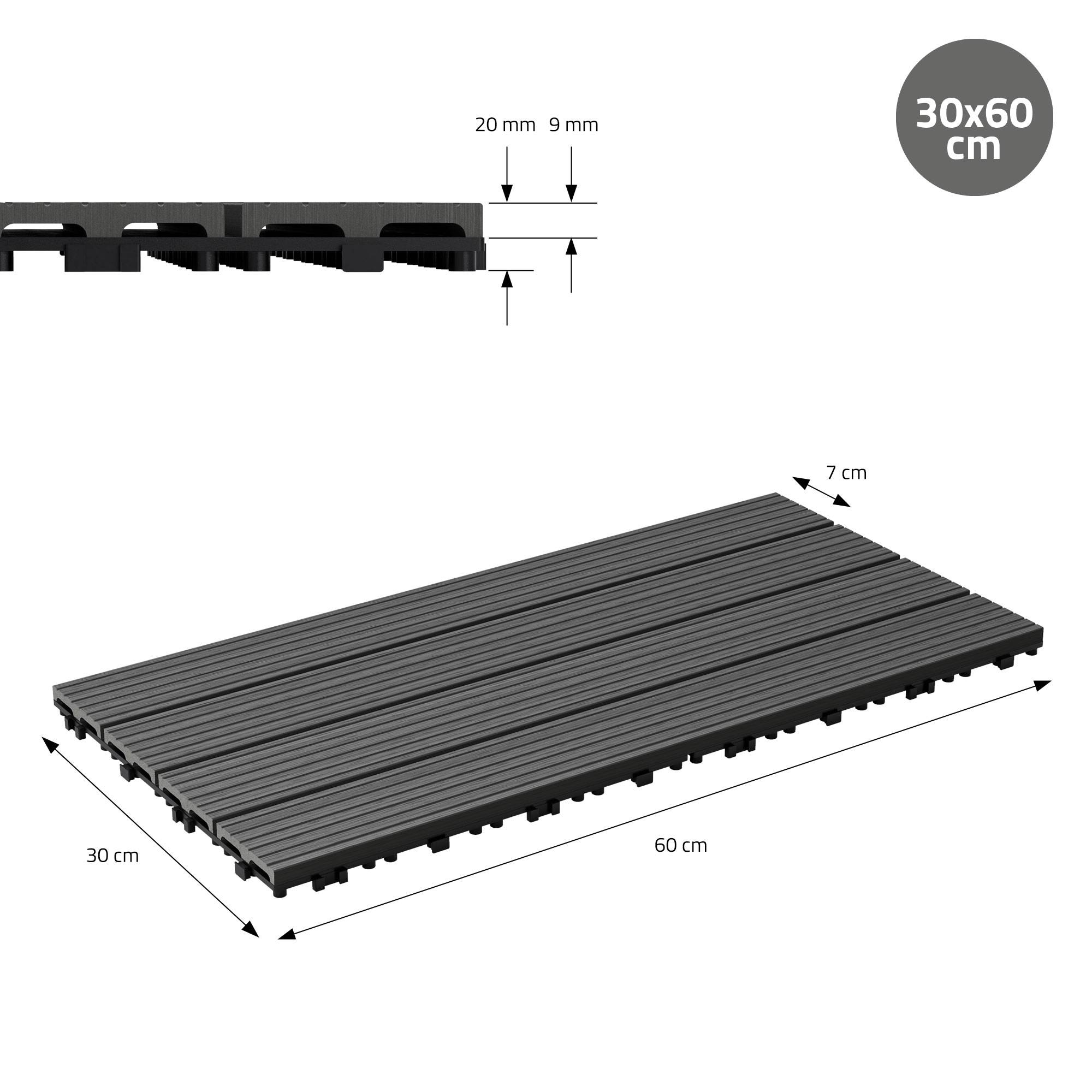 Ecd-Germany - Carrelage terrasse dalles 60x30 cm 5 m² aspect bois anthracite - Imagen 7