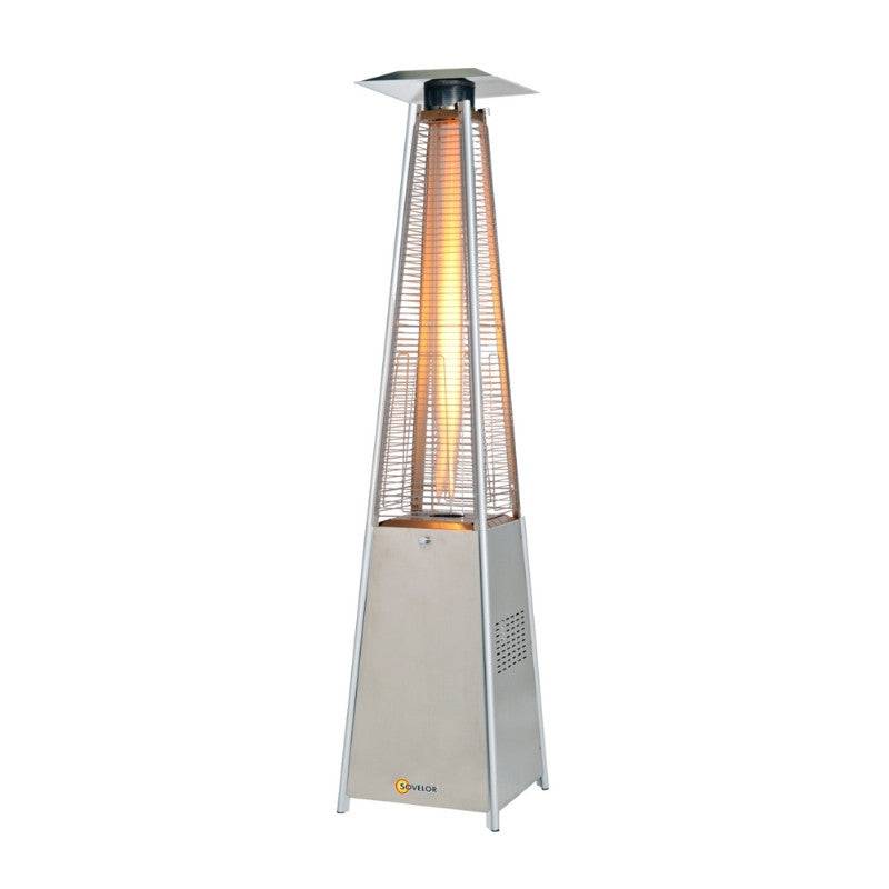 Chauffage Mobile Parasol SOVELOR LOUXOR inox avec tubes quartz au gaz propane de 5 à 13 KW SOVELOR
