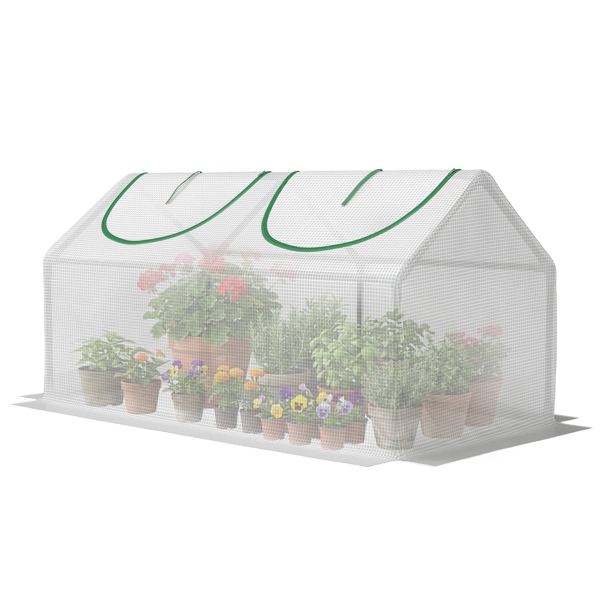 Sans Marque - Serre de jardin avec bâche en polyéthylène, serre potagère avec tuteurs et bords surélevés pour plantes et fleurs, 120 x 60 x 60 cm, blanche - Image 2