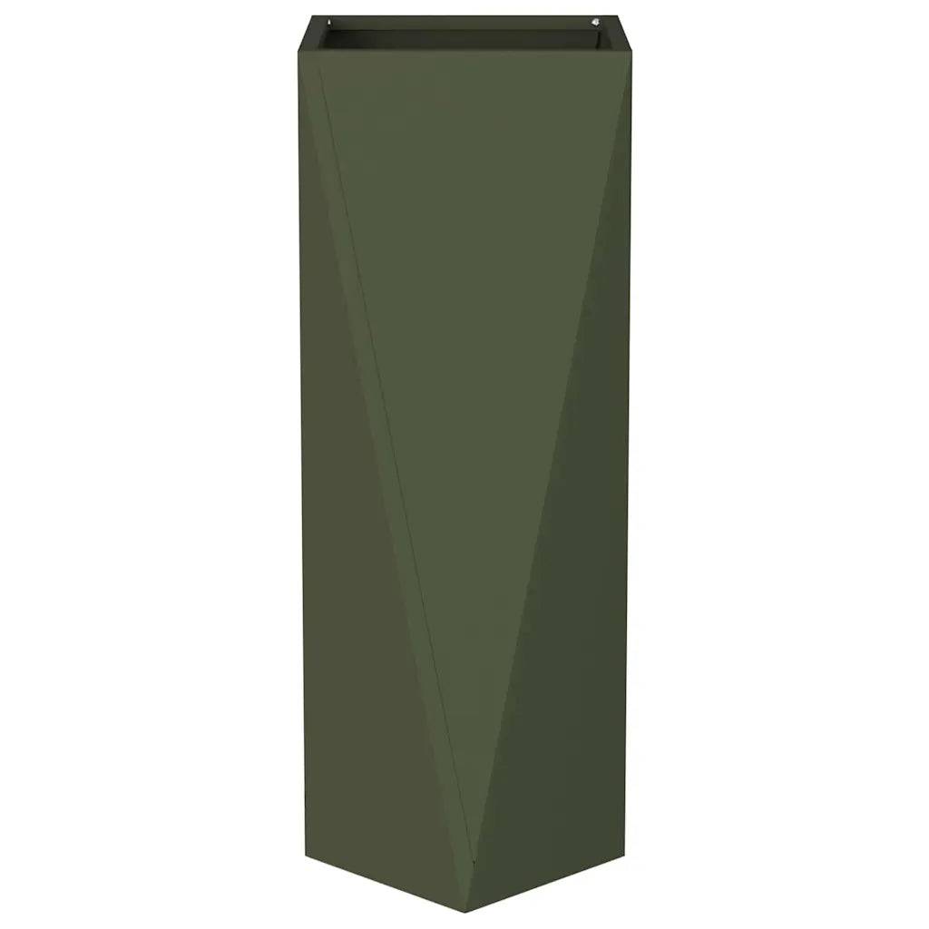 Helloshop26 - Bac à plantes rectangulaire extérieur moderne 30 x 30 x 75 cm en acier vert olive - Image 2