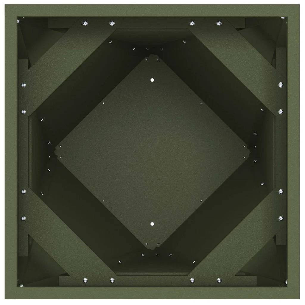 Helloshop26 - Bac à plantes rectangulaire extérieur moderne 30 x 30 x 75 cm en acier vert olive - Image 3