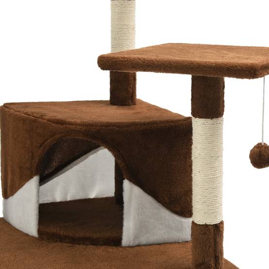 Arbre à chat bois et sisal marron et blanc 103 x 77 x 203 cm - PANGIVO - Image 6