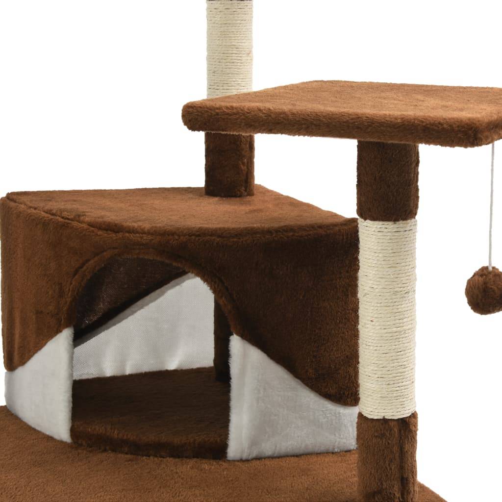 Arbre à chat bois et sisal marron et blanc 103 x 77 x 203 cm - PANGIVO - Image 6