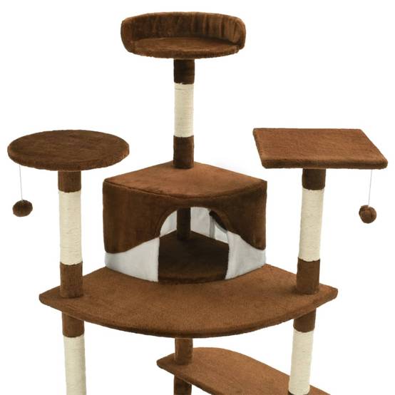 Arbre à chat bois et sisal marron et blanc 103 x 77 x 203 cm - PANGIVO - Image 4