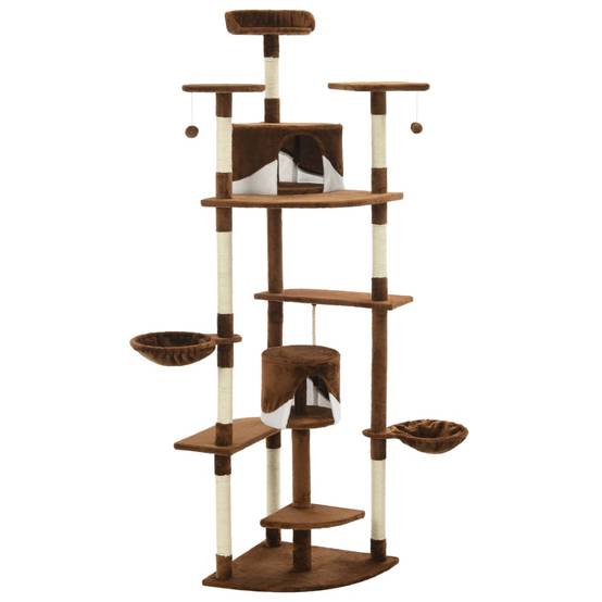 Arbre à chat bois et sisal marron et blanc 103 x 77 x 203 cm - PANGIVO - Image 3