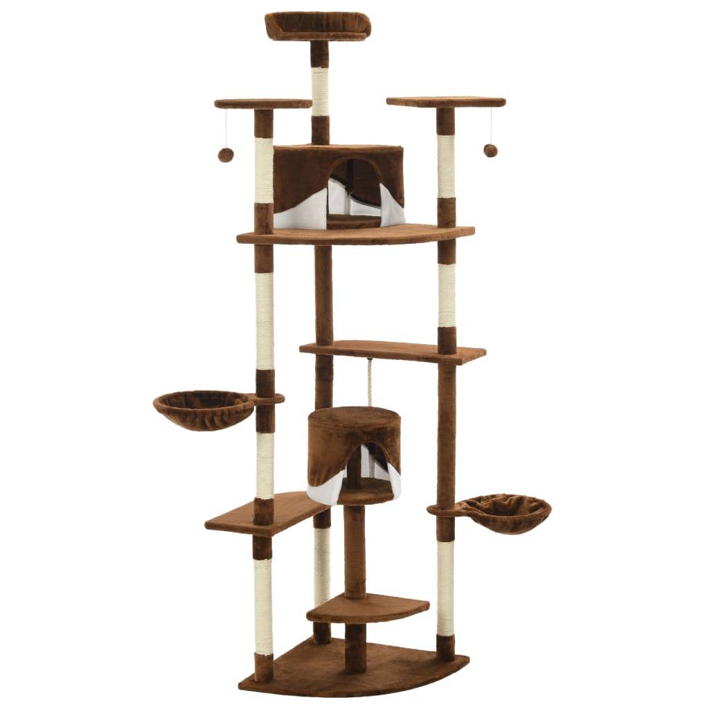 Arbre à chat bois et sisal marron et blanc 103 x 77 x 203 cm - PANGIVO - Image 3
