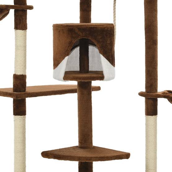 Arbre à chat bois et sisal marron et blanc 103 x 77 x 203 cm - PANGIVO - Image 5