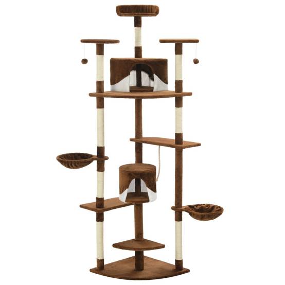 Arbre à chat bois et sisal marron et blanc 103 x 77 x 203 cm - PANGIVO - Image 2