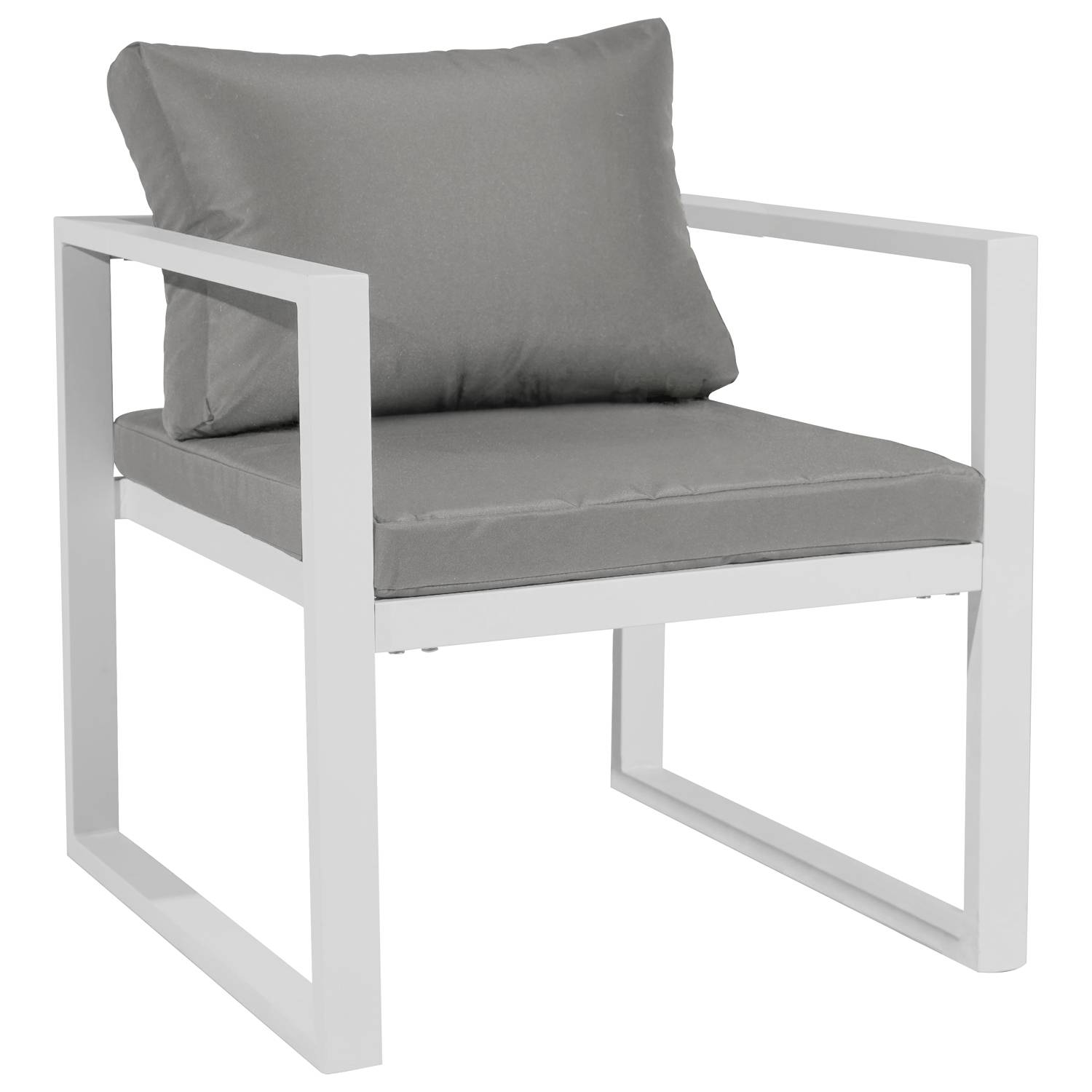 Salon de jardin IBIZA en tissu gris 4 places - aluminium blanc - HAPPY GARDEN - Imagen 4