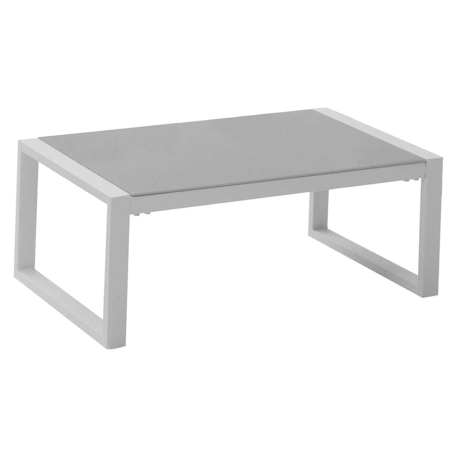 Salon de jardin IBIZA en tissu gris 4 places - aluminium blanc - HAPPY GARDEN - Imagen 5