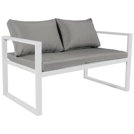 Salon de jardin IBIZA en tissu gris 4 places - aluminium blanc - HAPPY GARDEN - Imagen 3