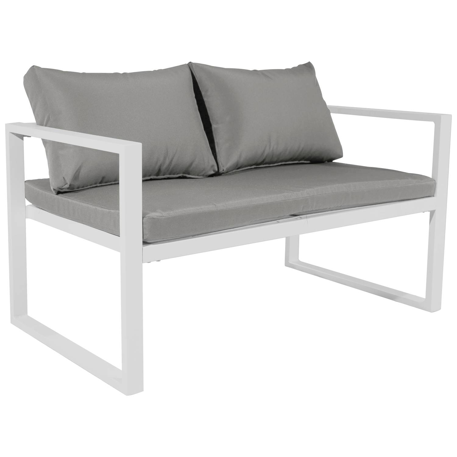 Salon de jardin IBIZA en tissu gris 4 places - aluminium blanc - HAPPY GARDEN - Imagen 3