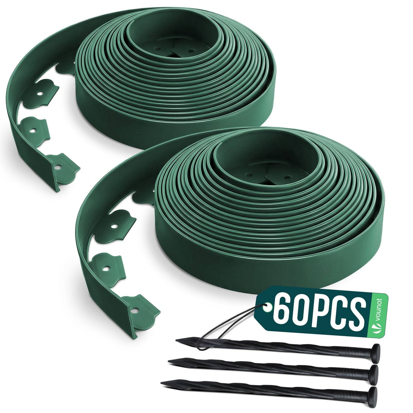 Vounot - Bordure de jardin flexible plastique 20m avec 60 piquets vert - hauteur 5cm - epaisseur 4mm - Image 1