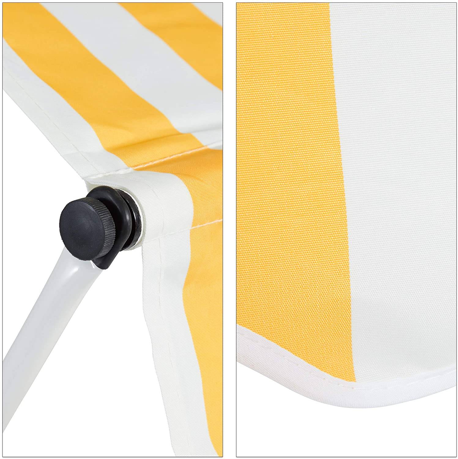 Helloshop26 - Store banne télescopique de balcon manivelle hauteur réglable résistant uv polyester acier 200 x 120 cm blanc et jaune - Imagen 3