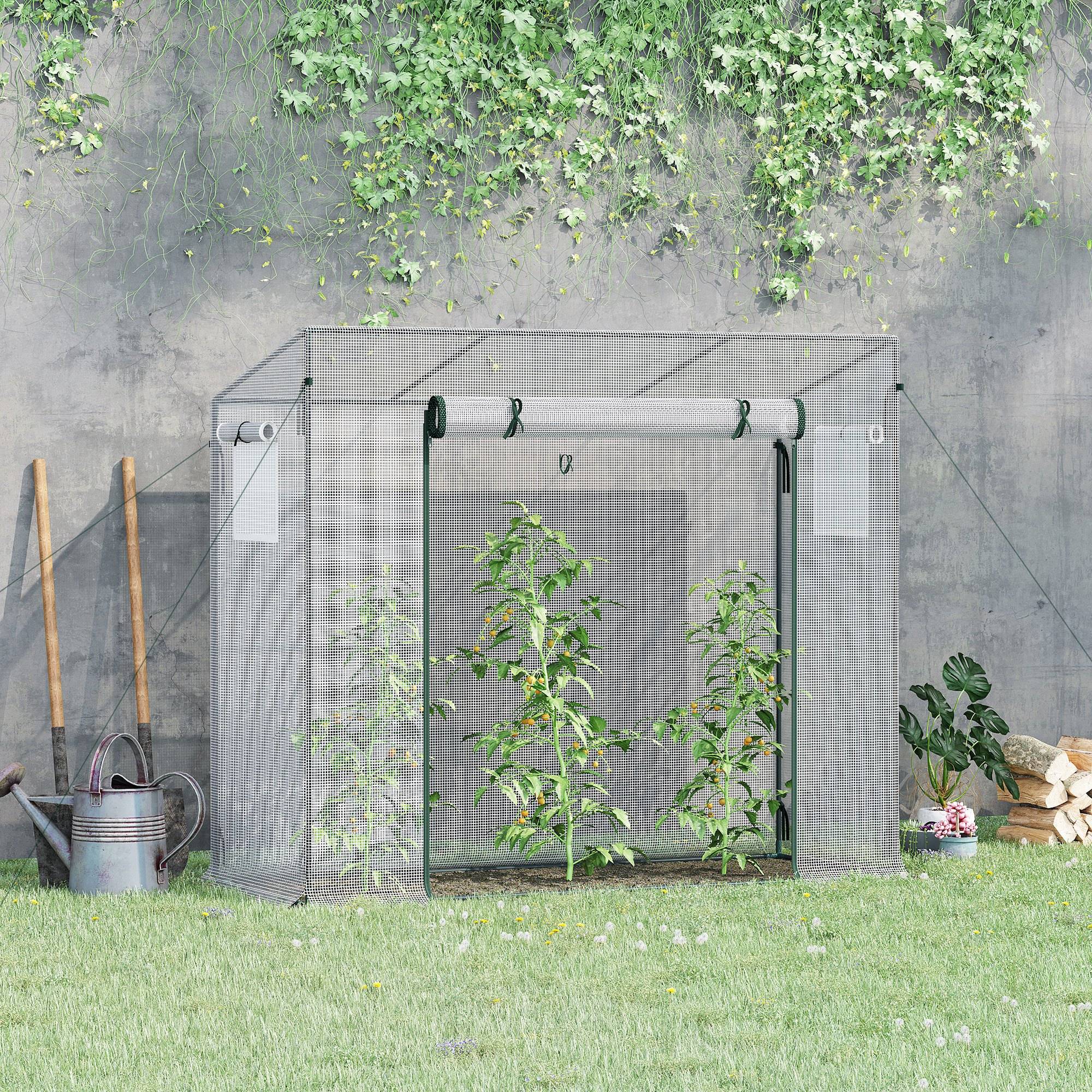 Serre de Jardin Acier pour Tomates et Fleurs avec Porte Enroulable 200x76x168 cm Blanc - ComfortXL Outdoor Living - Image 4