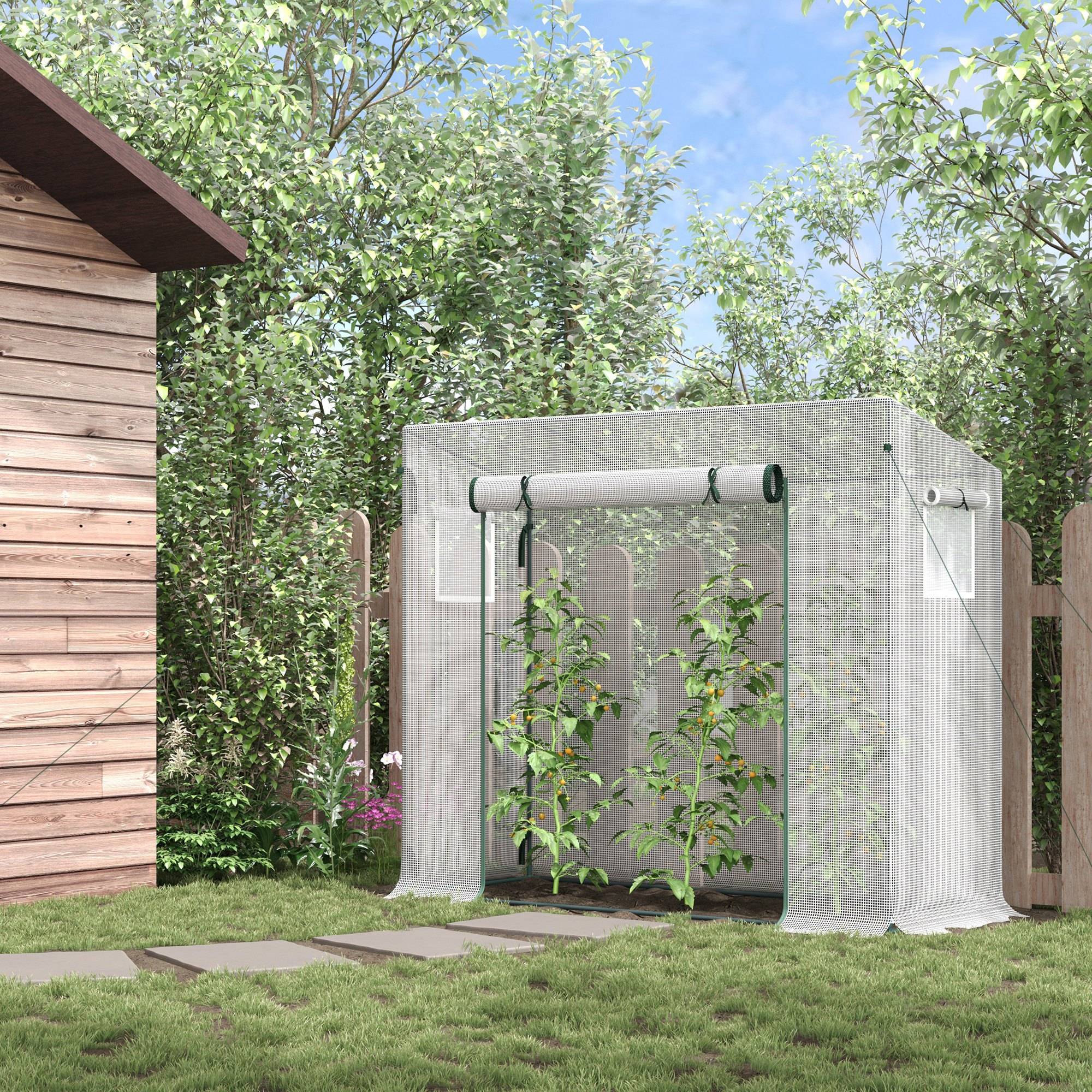 Serre de Jardin Acier pour Tomates et Fleurs avec Porte Enroulable 200x76x168 cm Blanc - ComfortXL Outdoor Living - Image 3