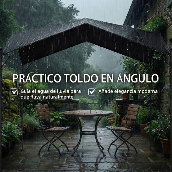 Pergola de Jardin 3x3m Métal Galvanisé avec Toit Incliné Anti-Pluie Gris - ComfortXL Outdoor Living - Image 6