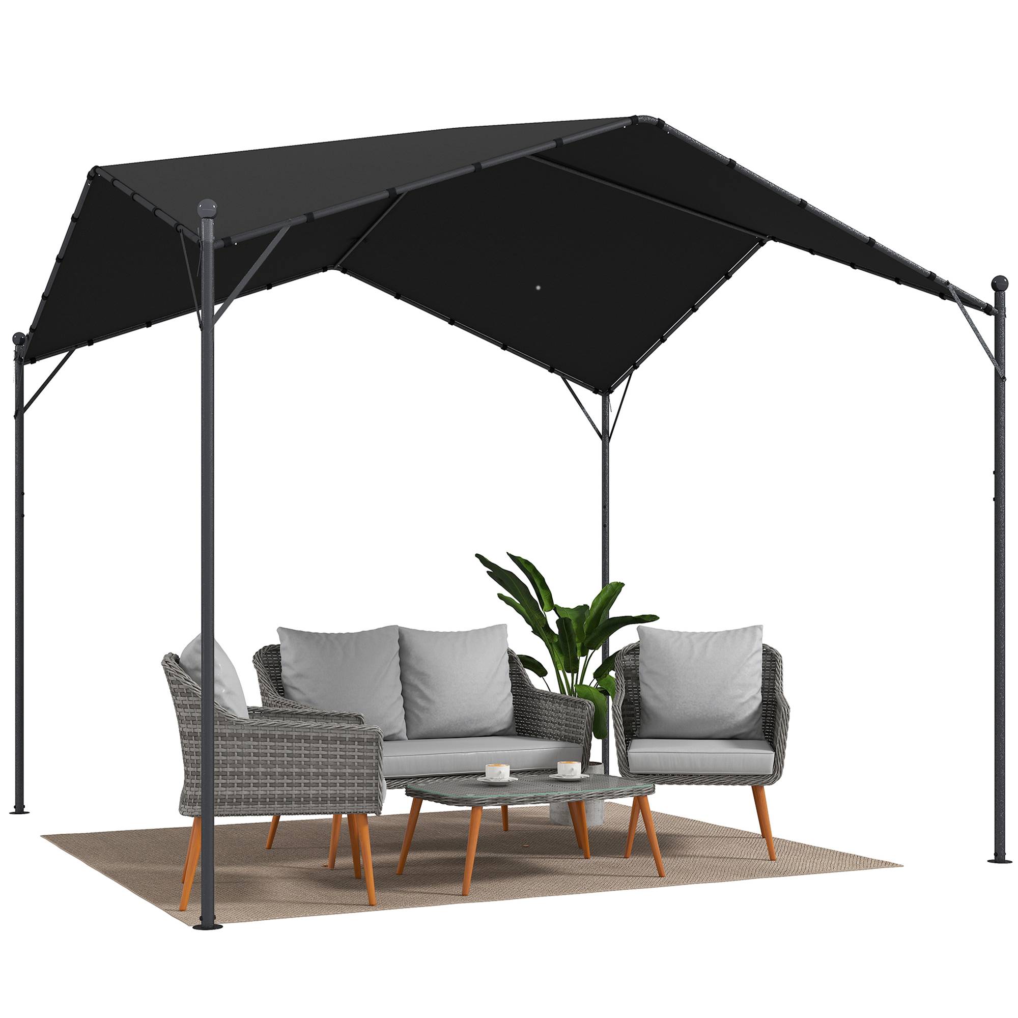 Pergola de Jardin 3x3m Métal Galvanisé avec Toit Incliné Anti-Pluie Gris - ComfortXL Outdoor Living - Image 1