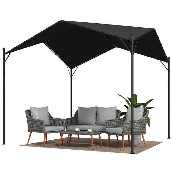 Pergola de Jardin 3x3m Métal Galvanisé avec Toit Incliné Anti-Pluie Gris - ComfortXL Outdoor Living - Image 2