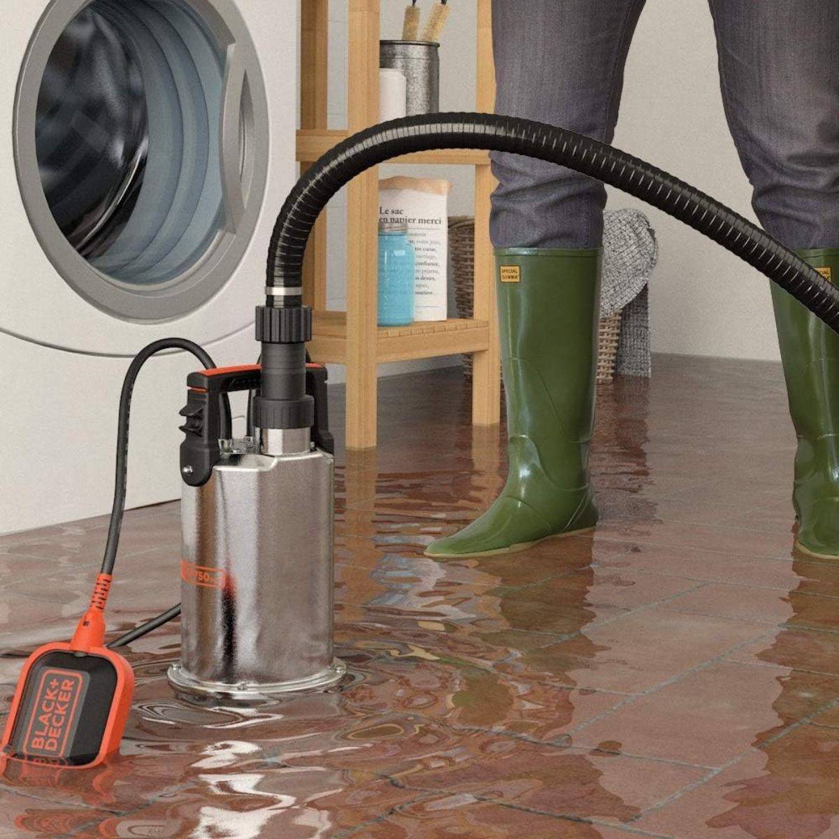 Pompe immergée Eaux Sales 1100W - Pompe à Eau Débit max 16500 l/h Élévation 10.5m Black+Decker - Image 7