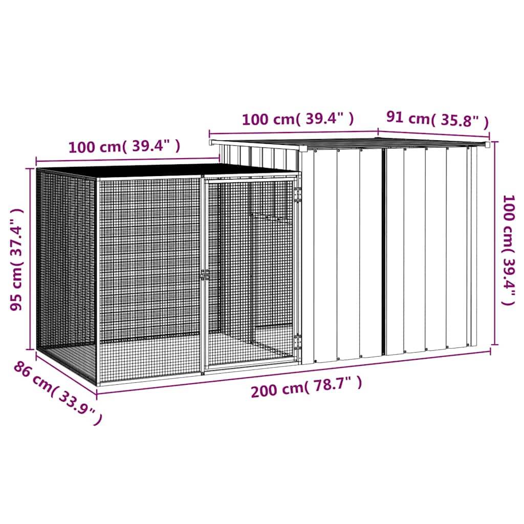 Vidaxl - Clapier Gris 200x91x100 cm Acier galvanisé vidaXL 3155528 - Imagen 2