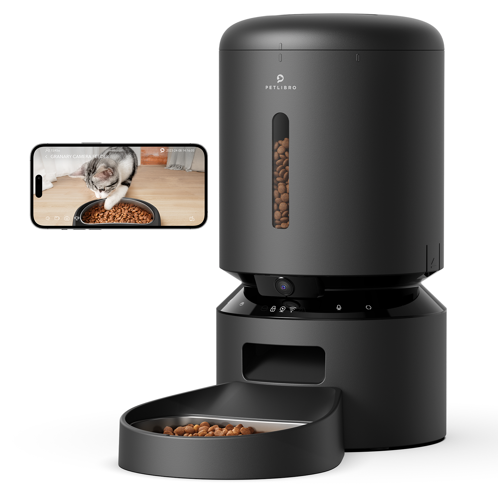 Petlibro Granary Distributeur automatique de croquettes avec caméra Noir - Image 1