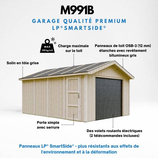 Timbela - Garage Qualité Premium 17 m² / L378xl530 cm - garage pour auto, moto, vélos, machines de jardinage - Timbela M991B-TERRA BROWN - Image 8
