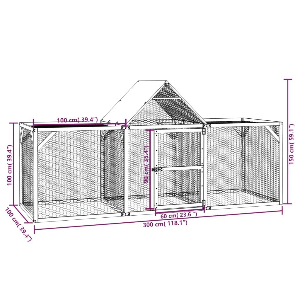Vidaxl - Poulailler 300x100x150 cm Bois de pin massif imprégné vidaXL 3102982 - Imagen 3