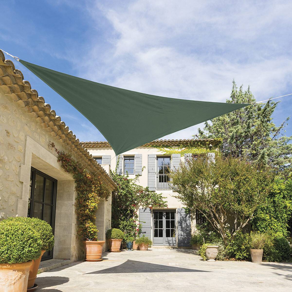 Hesperide - Voile d ombrage triangulaire "Shae" vert olive 3x3x3m en polyester Hespéride - Imagen 4