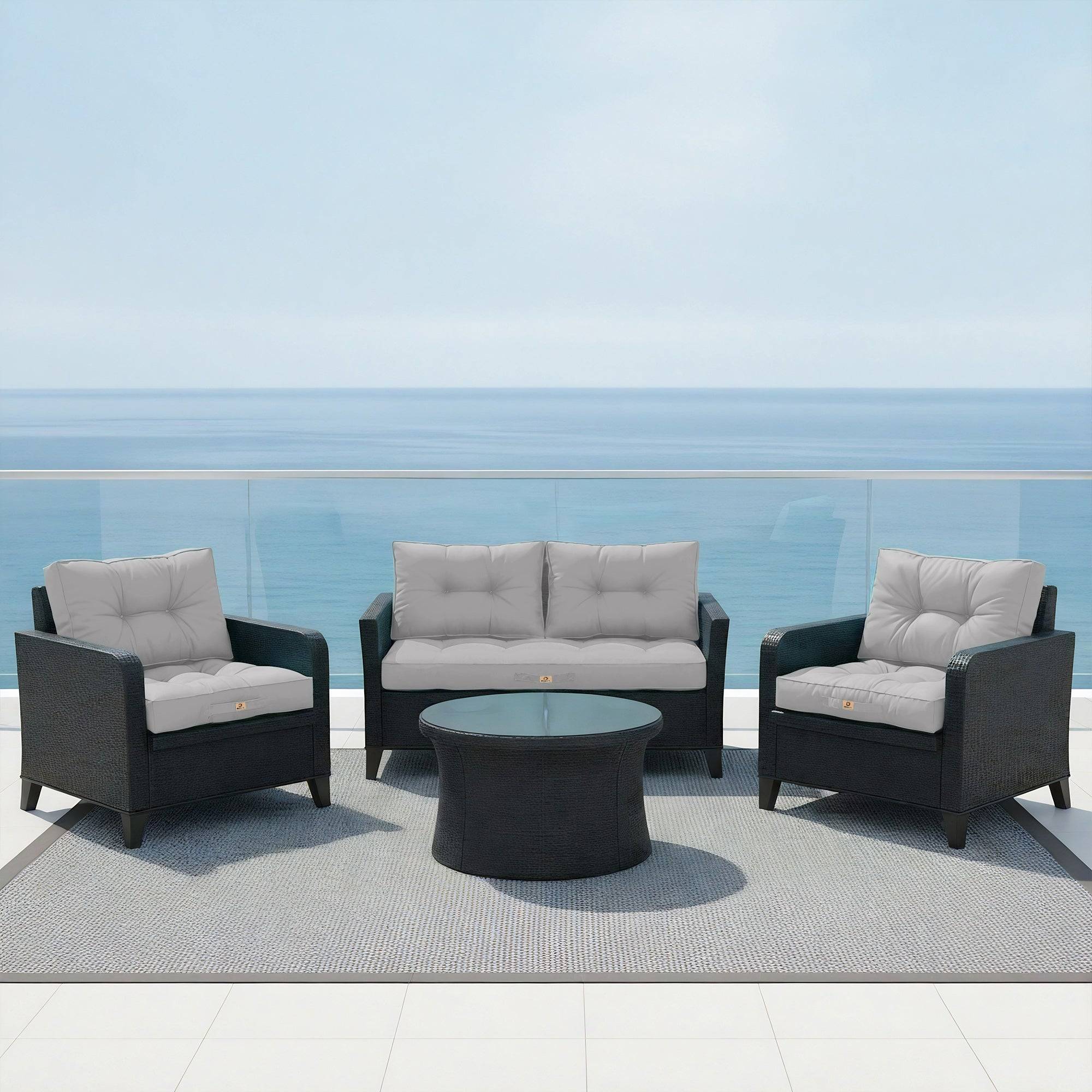 Coussins pour salon de jardin capitonné 60x60cm Gris galet - Déco arts - Image 6