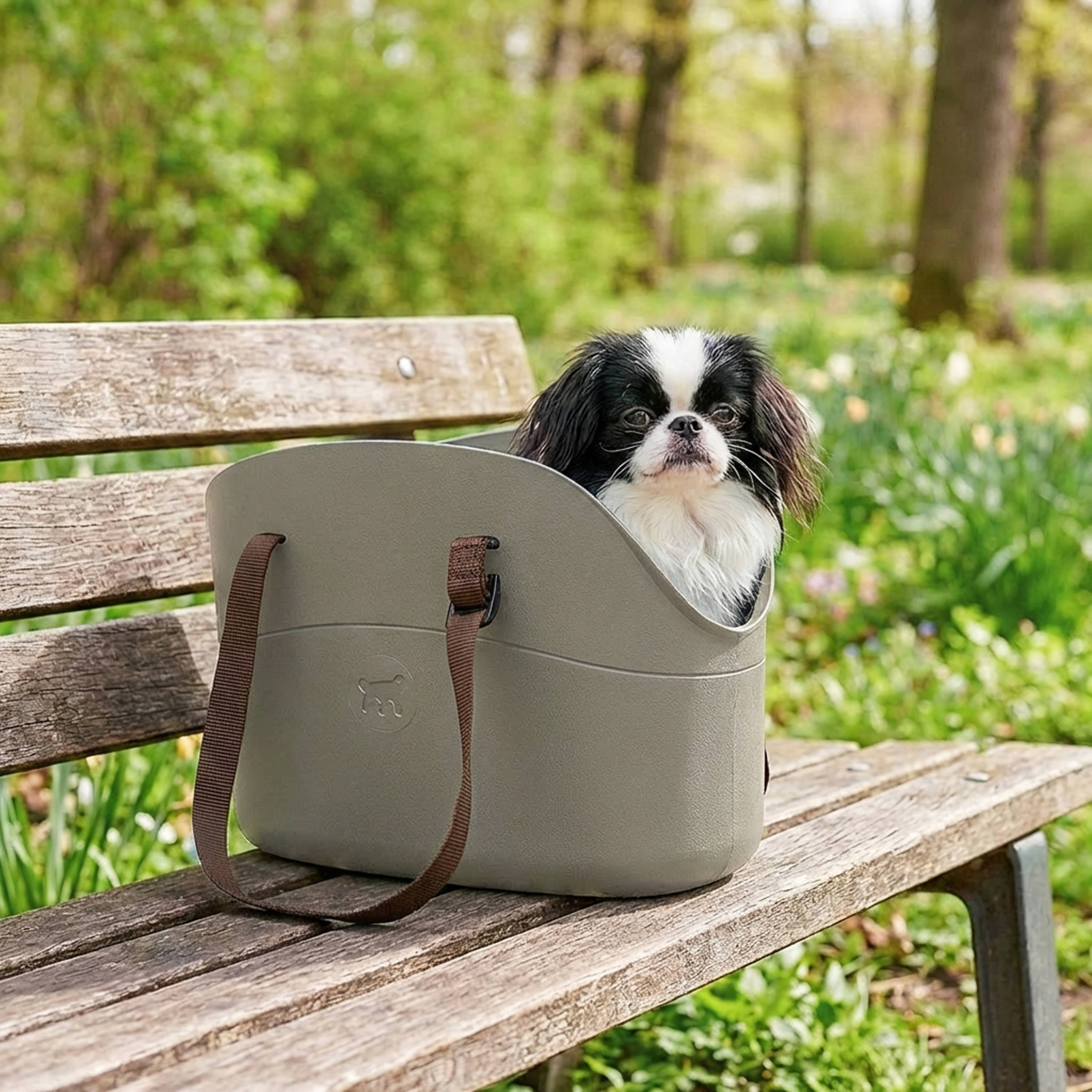 Ferplast - Ferplast Sac pour chiens WITH-ME SMALL, en caoutchouc EVA, poignées réglables, ceinture de sécurité incluse, 14 x 35 x h 22 cm Taupe - Imagen 3