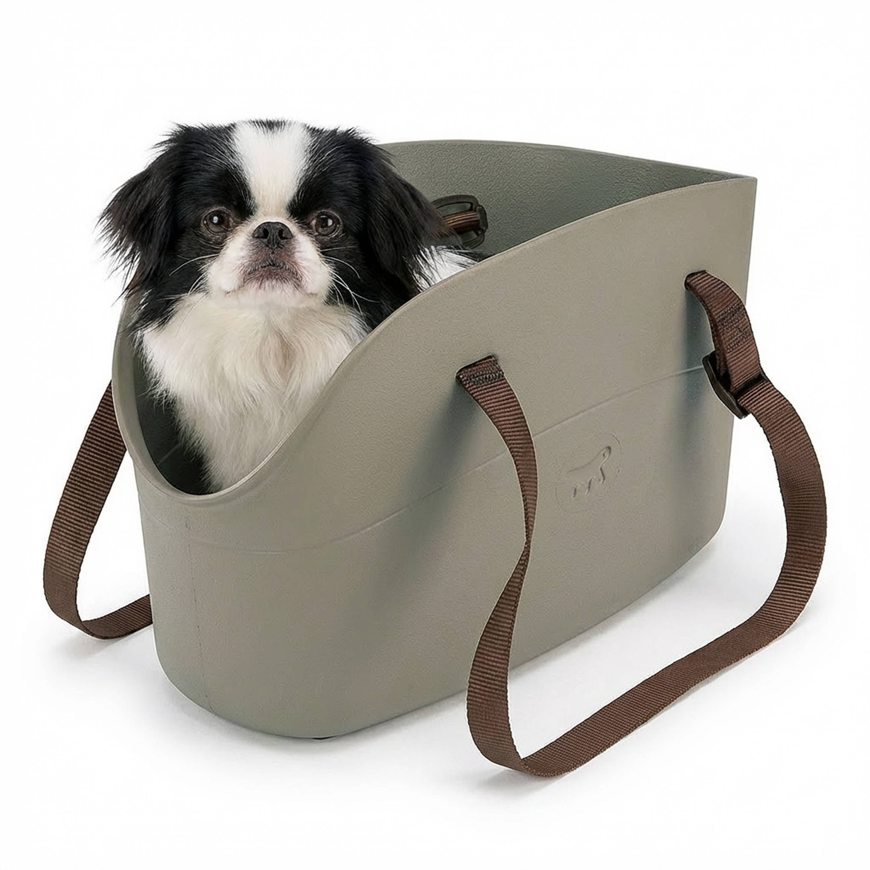 Ferplast - Ferplast Sac pour chiens WITH-ME SMALL, en caoutchouc EVA, poignées réglables, ceinture de sécurité incluse, 14 x 35 x h 22 cm Taupe - Imagen 4
