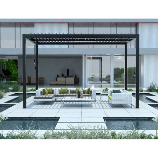 Pergola bioclimatique autoportante aluminium 3x3m anthracite X-METAL lames orientables - Image 5
