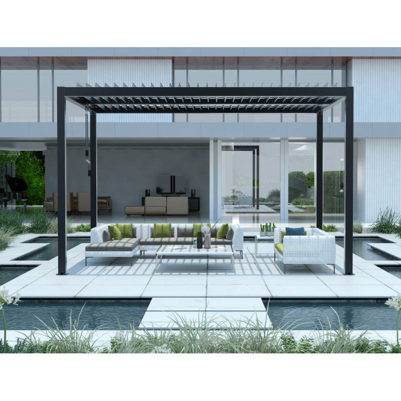 Pergola bioclimatique autoportante aluminium 3x3m anthracite X-METAL lames orientables - Image 5