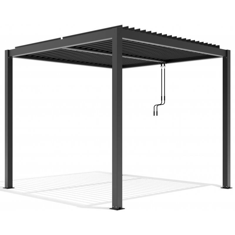 Pergola bioclimatique autoportante aluminium 3x3m anthracite X-METAL lames orientables - Image 3