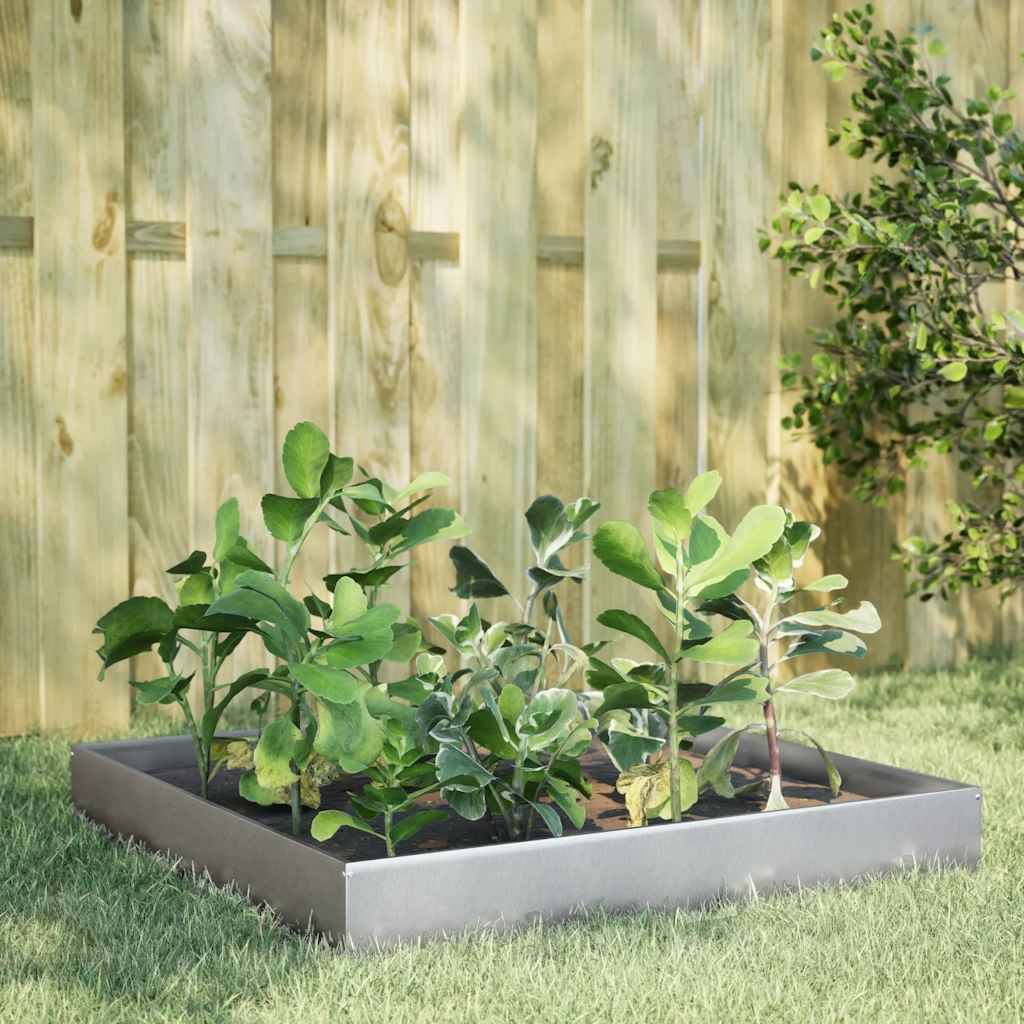 ComfortXL - Grand bac potager acier galvanisé durable 100x100x26 cm Argenté – ComfortXL Outdoor Living - Image 1