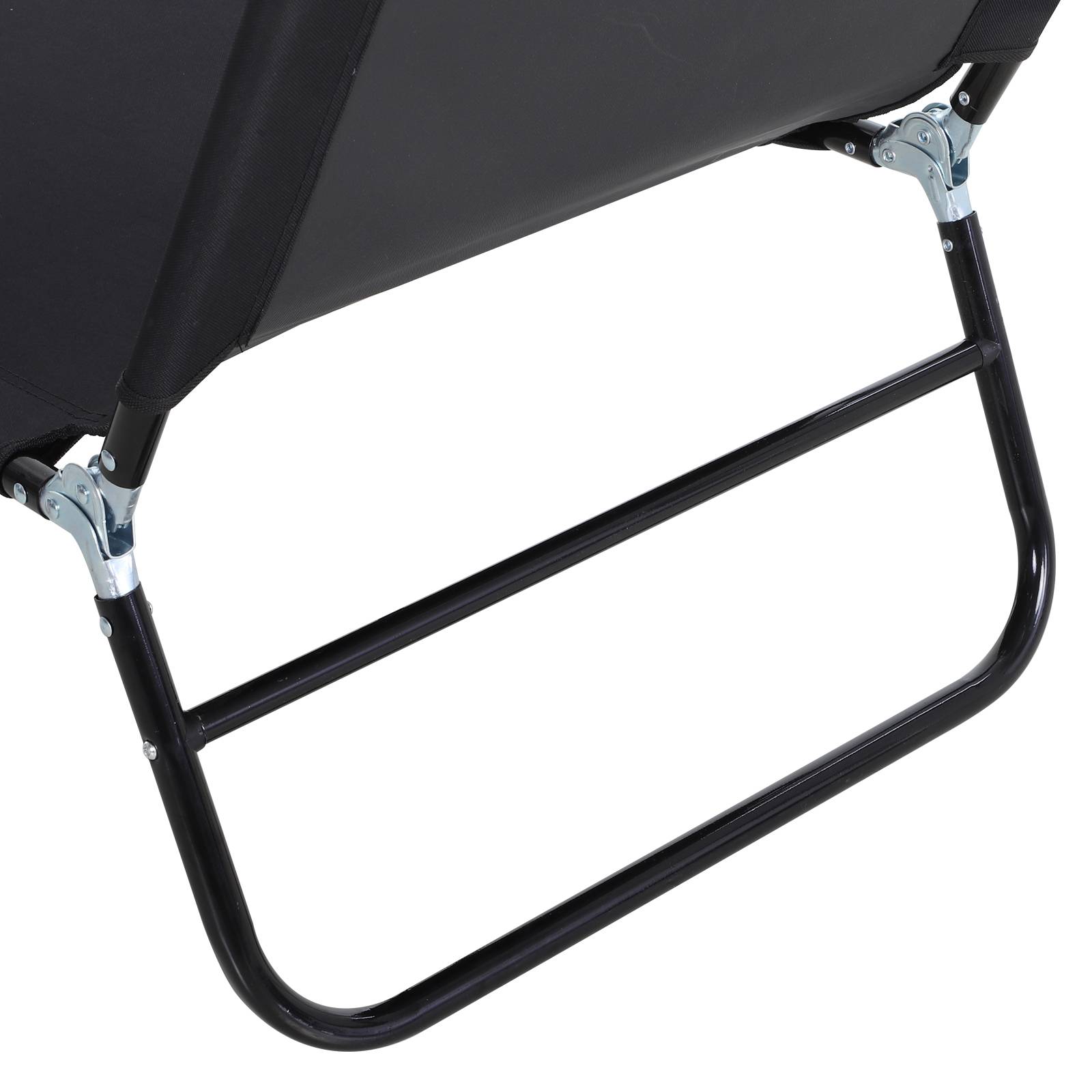 Chaise longue pliante noire, inclinable 5 positions, charge 120kg, 188×56×28cm, jardin piscine terrasse camping - Image 9