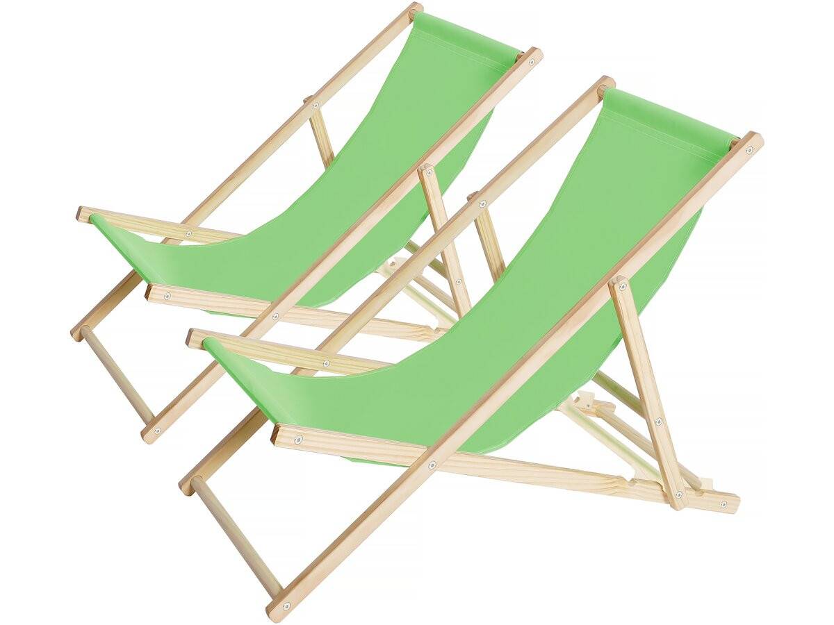 Lot De 2 Transats En Bois "chilienne" - 107 X 56.5 X 81 Cm - Vert -habitat Et Jardin - Image 1