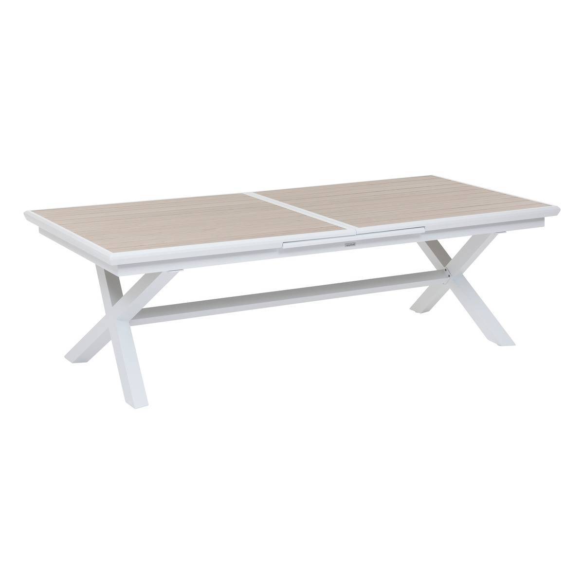 Hesperide - Table de jardin extensible "Axiome" en aluminium lin & blanc traité époxy 12 places - Hespéride - Imagen 2