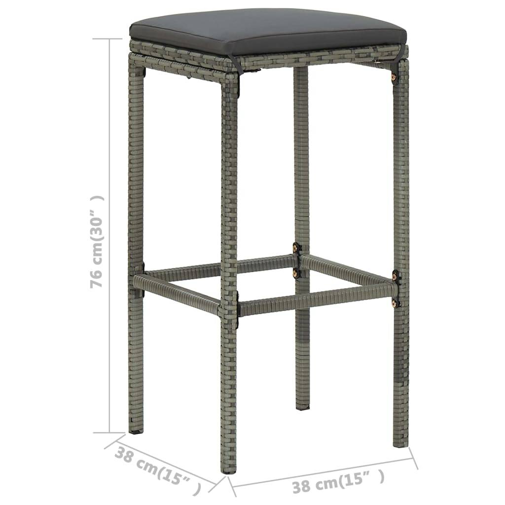 Helloshop26 - Ensemble de bar de jardin avec coussins 4 pièces gris - Imagen 7