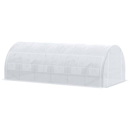 Sans Marque - Serre de jardin 18 m² 6L x 3l x 2H m avec porte + parois latérales zippées enroulables, 12 fenêtres, acier PE - Image 2