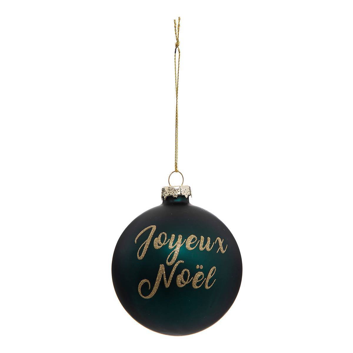 Atmosphera - Boule de Noël 80mm jaune paillette vert en verre - Feeric Lights & Christmas