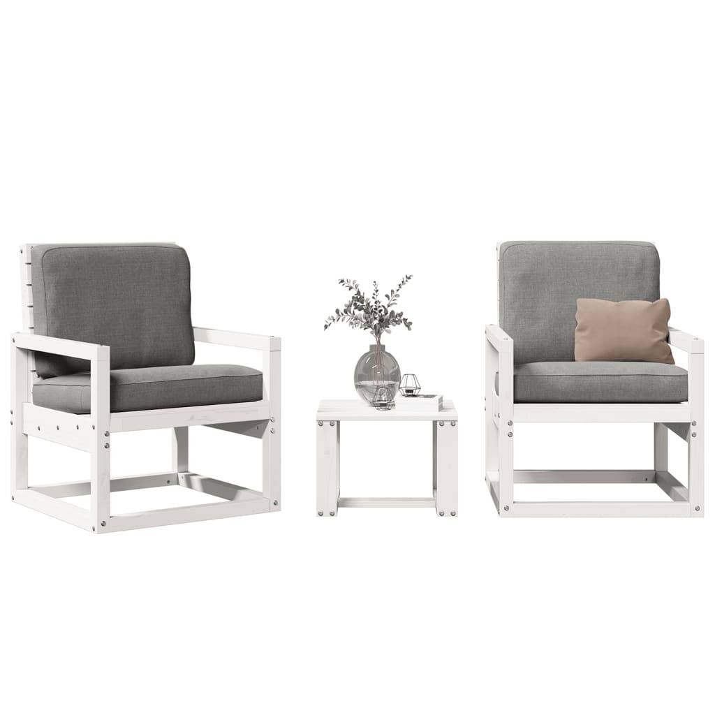 3 pcs salon de jardin - Mobilier d'extérieur blanc bois massif de pin-JU8045 - Image 2